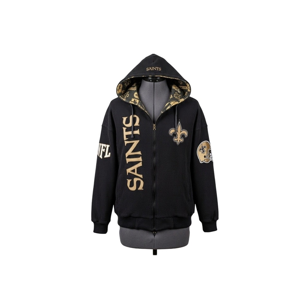 New Orleans Saints NFL Thermal Zip Up Reversible Hoodie‎ Jacket XL